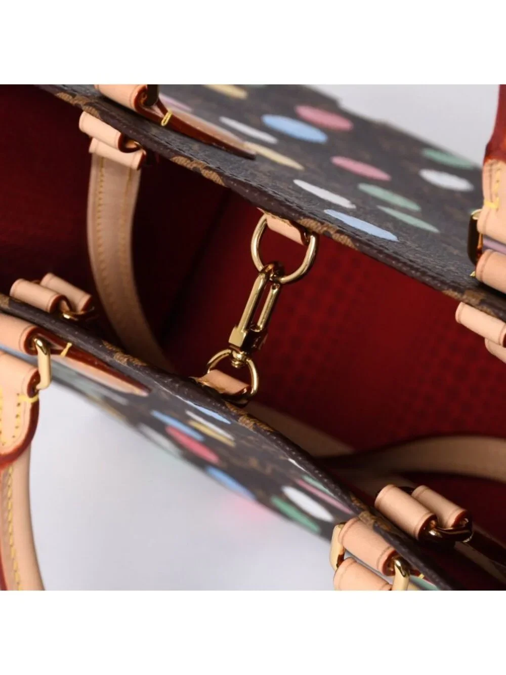 Louis Vuitton On The Go MM Yayoi Kusama Shoulder Bag 2-Way Leather Monogram